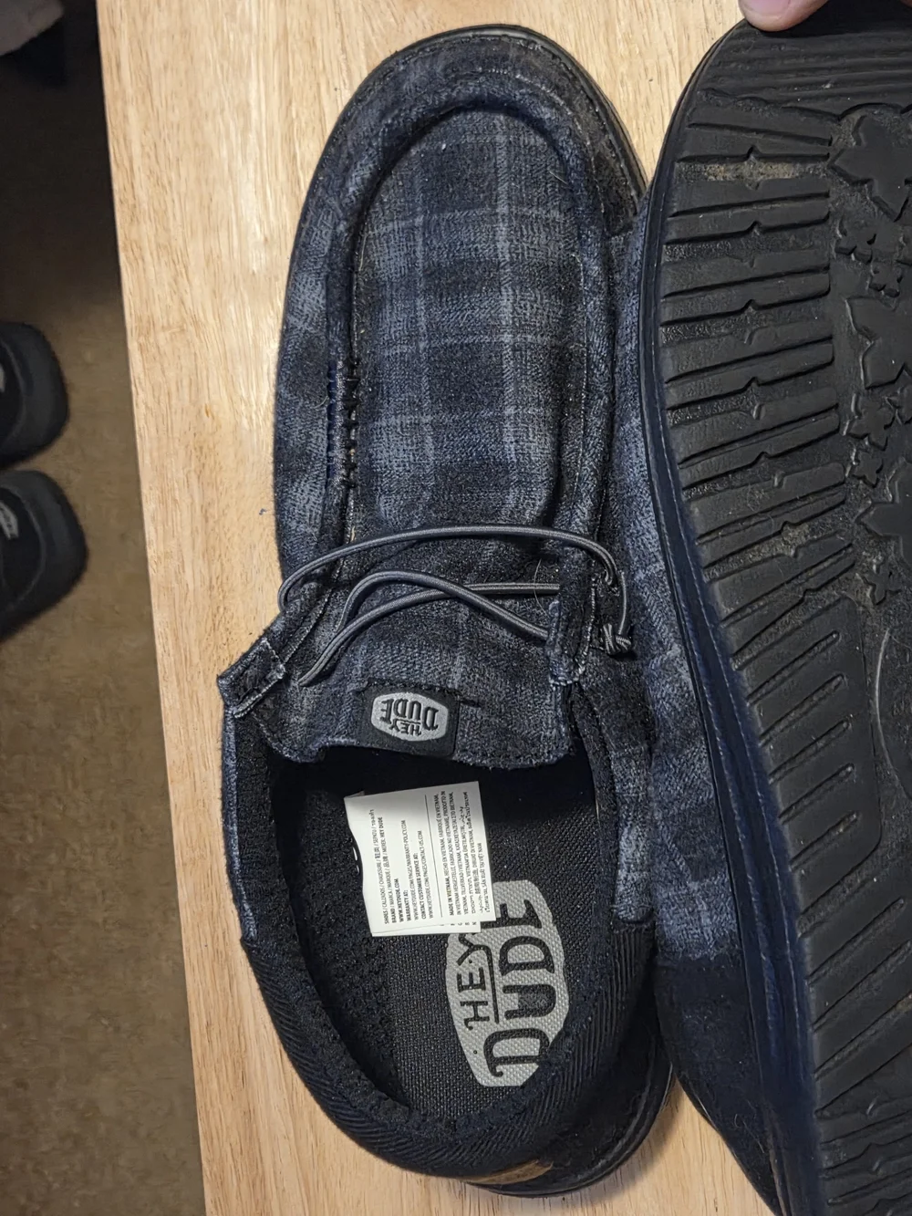 Hey Dude Men's Black Plaid Wally Casual Shoes